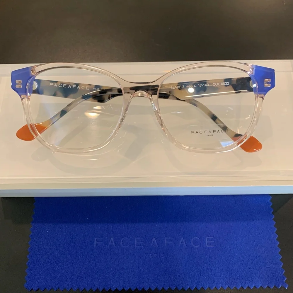 FACE A FACE BLAKE 2. Col 0032 Crystal/ Blonde Tortoise. 53mm Cateye Glasses